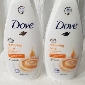 2 Dove Restoring Care 0%Sulfate SLES With castor oil very dry skin Body Wash 750